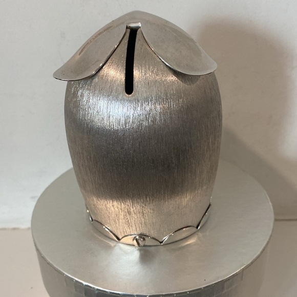Napier Silver and Green Owl Sculpture Art Piece Coin Bank - Picture 5 of 9